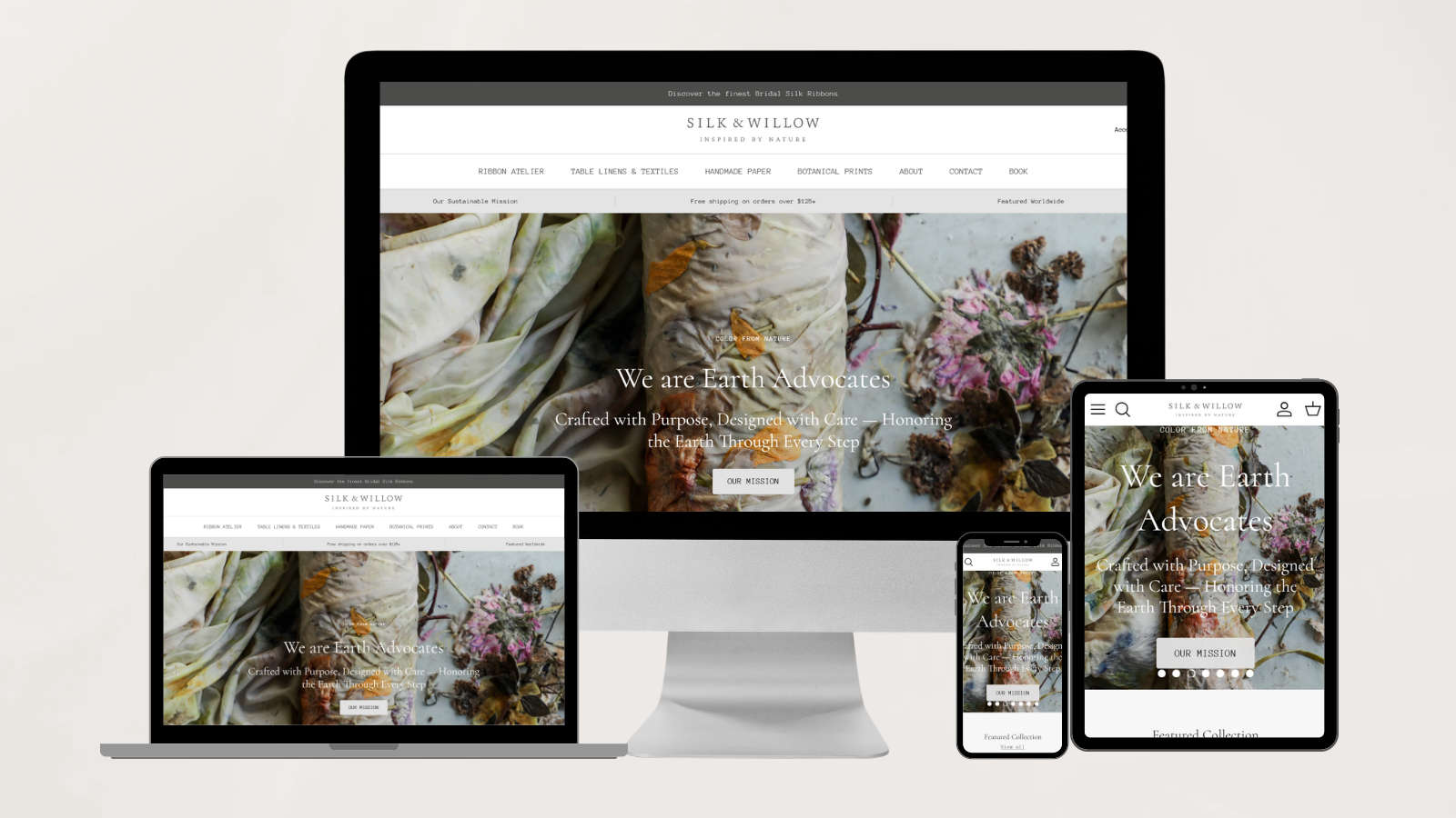 Silk and Willow e-commerce website screenshot